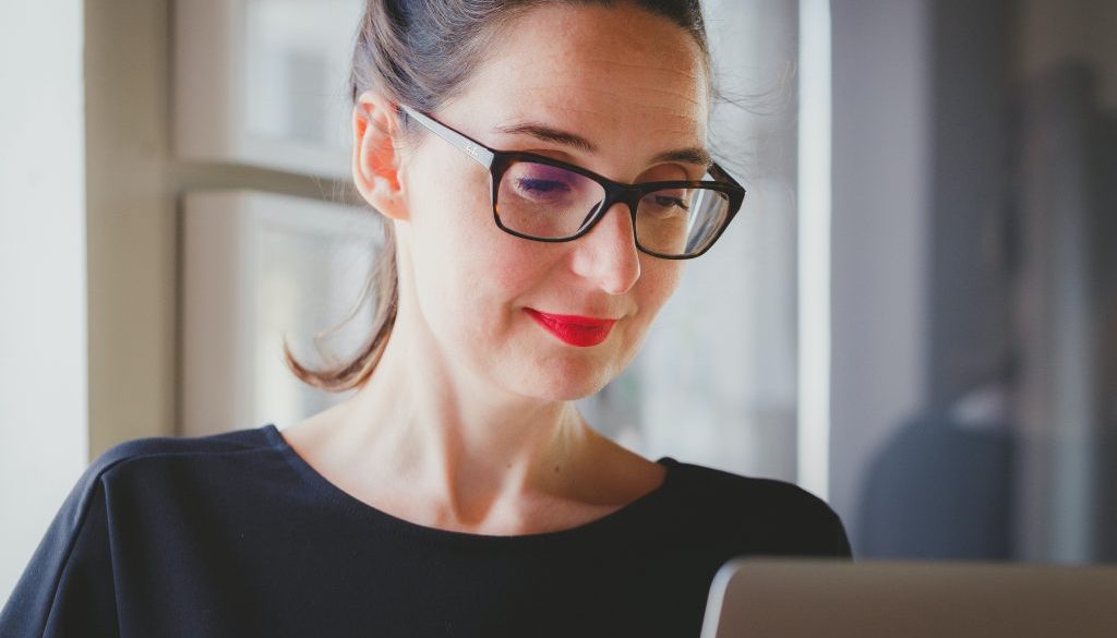 woman working at a laptop