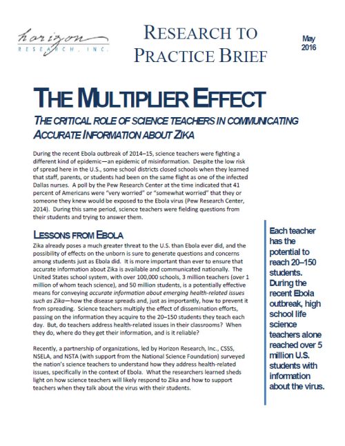 The Multiplier Effect: The Critical Role of Science Teachers in Communicating Accurate Information about Zika