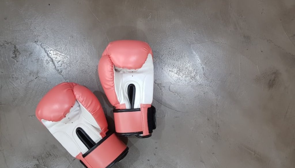 boxing gloves on the concrete floor