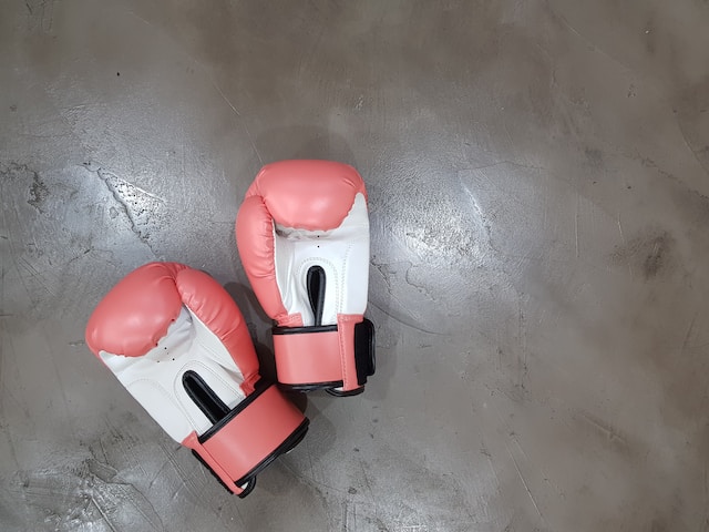 boxing gloves on the concrete floor